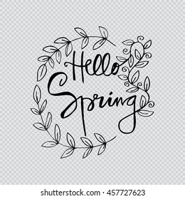 Hello spring greeting card. Sketchy style.