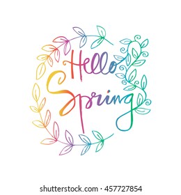 Hello spring greeting card. Sketchy style.