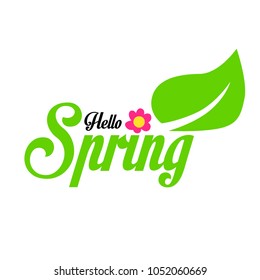 hello spring greeting card or symbol to start first day in spring season and you can use it for sale label in spring sale