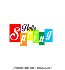 hello spring greeting card or symbol to start first day in spring season and you can use it for sale label in spring sale