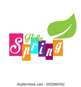 hello spring greeting card or symbol to start first day in spring season and you can use it for sale label in spring sale