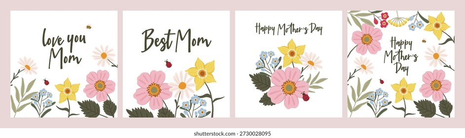 Hello spring greeting cards, motherțs day banner, invitation, posters with beautiful flowers, abstract floral banner