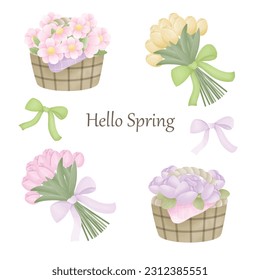 hello spring hand drawing vector illustration 