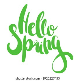 Hola caligrafía de primavera. Leer en estilo plano.