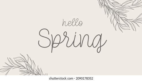 Hello Spring. Hand drawn calligraphy and brush pen lettering. design for holiday greeting card and invitation of seasonal spring holiday