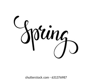 Hello Spring. Hand drawn calligraphy and brush pen lettering. design for holiday greeting card and invitation of seasonal spring holiday.