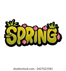 hola primavera con diseño dibujado a mano