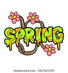 hello spring with hand drawn design