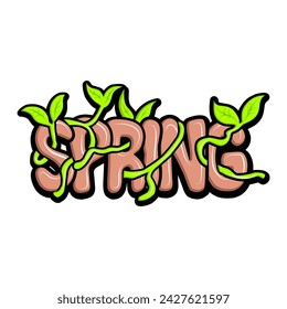 hello spring with hand drawn design