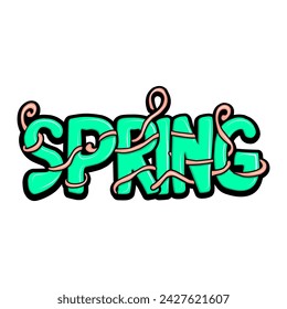 hello spring with hand drawn design