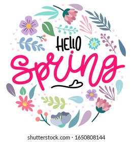 resorte de Adiós. Letras dibujadas a mano, texto colorido aislado en fondo blanco con elementos decorativos de flores coloreadas. Colocar texto. Tarjeta, afiche, vacaciones, impresión.