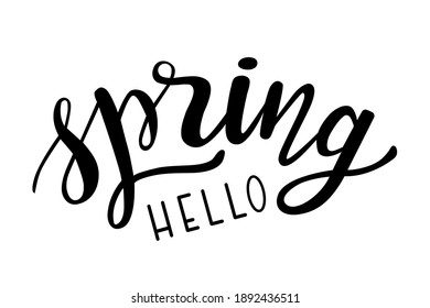 Hello Spring hand drawn lettering. Vector phrases elements for cards, banners, posters, mug, scrapbooking, pillow case, phone cases and clothes design. 