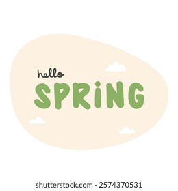 Hello spring hand drawn lettering