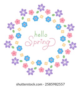 hello spring hand lettering flower wreath