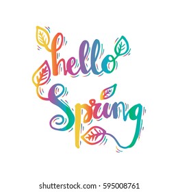 Hello Spring hand lettering - handmade calligraphy