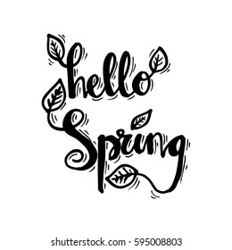 Hello Spring hand lettering - handmade calligraphy
