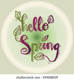 Hello Spring hand lettering - handmade calligraphy