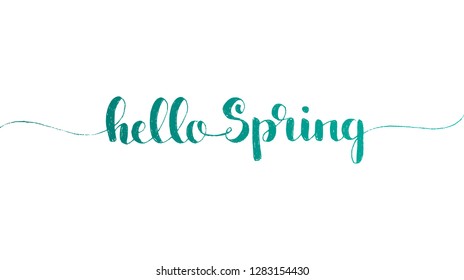 Hello Spring hand lettering. Modern vector hand drawn calligraphy isolated on white background for your design