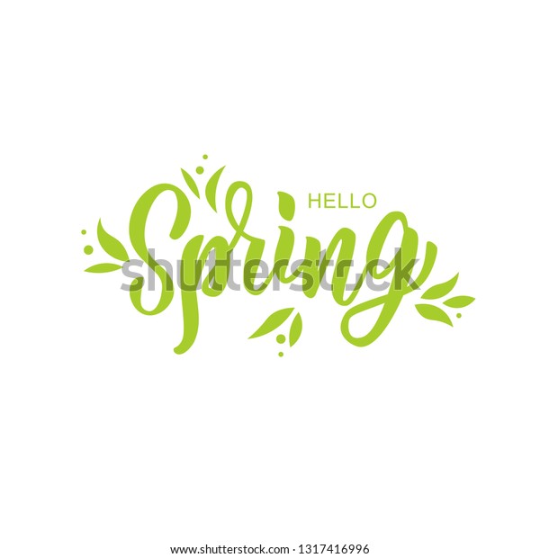 Hello Spring Hand Lettering Text Logotype Stock Vector Royalty Free