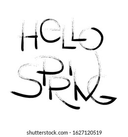 Hello Spring hand sketched logo, cute typography poster. Lettering spring season vocation, weekend, holiday template. lettering Happy spring Day banner template background vector