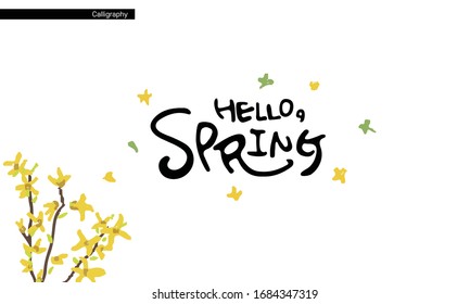 Hallo Frühling Hand skizzierte Logotype.