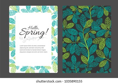Hello Spring Hand Written Vector Lettering Design, Cute Flourish Illustration with Typography. Useful layout for greeting card, calendar, print and web design, poster, sale banner, mail, ads, shop