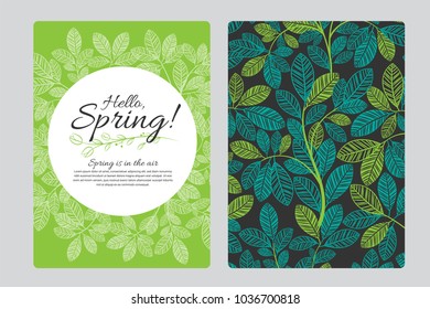 Hello Spring Hand Written Vector Lettering Design, Cute Flourish Illustration with Typography. Useful layout for greeting card, calendar, print and web design, poster, sale banner, mail, ads, shop