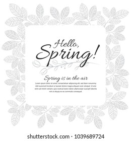 Hello Spring Hand Written Vector Lettering Design, Cute Flourish Illustration with Typography. Useful layout for greeting card, calendar, print and web design, poster, sale banner, mail, ads, shop