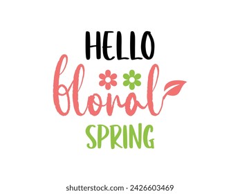 Hola Spring. Frase de letras dibujada a mano aislada sobre un fondo blanco.