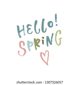 
Hello spring, handwritten inscription, vector
