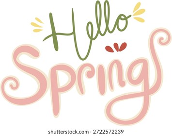 Hello Spring Handwritten Typography Art