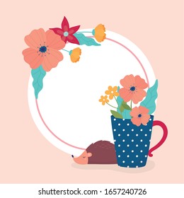 adiós flores de capucha de primavera en jarrón decoración de temporada banderín ilustración vectorial
