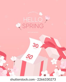 hello spring,
illustration about special discount coupon 