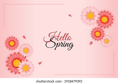 Hello Spring Illustration Banner, Vector Design, Additional Image Can Be Edit Layer By Laye, Eps10