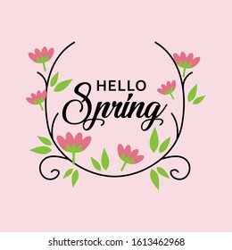 Hello Spring Illustration Flower Vector Design