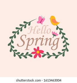 Hello Spring Illustration Flower Vector Design