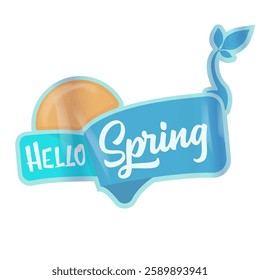 Hello spring label and sticker isolated on white. Hello spring and springtime sign, poster. vector