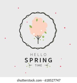 Hello Spring Labels and Badges Vector Design Elements, Typography Greeting Cards, Posters and Flyers, Vector Illustrator