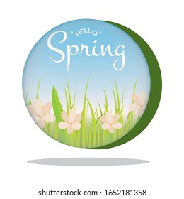 Hello spring landscape with a text- Vector