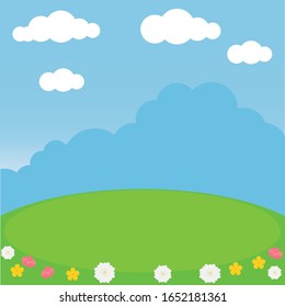 Hello spring landscape with a text- Vector