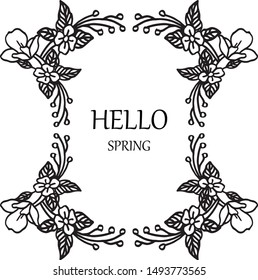 Hello spring, with leaf flower frame background. Vector