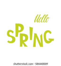 Hello Spring Lettering Design. Spring card or poster template.