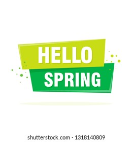 Hello Spring lettering design in green. Vector illustration