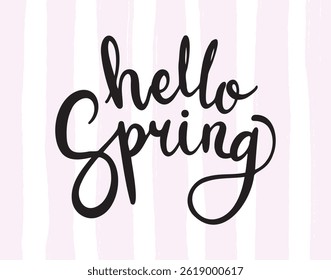 hello spring lettering hand drawn doodle phrase or quote. hello spring handwritten style words and letters print clipart. . Vector illustration