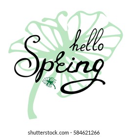 Hello Spring lettering. Hand drawn Hello Spring. Vector 