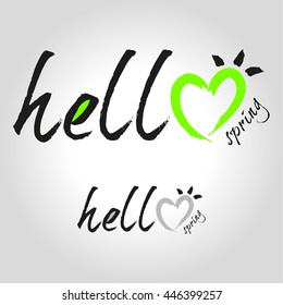 hello spring lettering, handwritten and calligraphy vector illustration