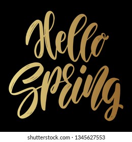 Hello spring. lettering phrase for greeting card, invitation, banner, postcard, web, poster template. Vector illustration