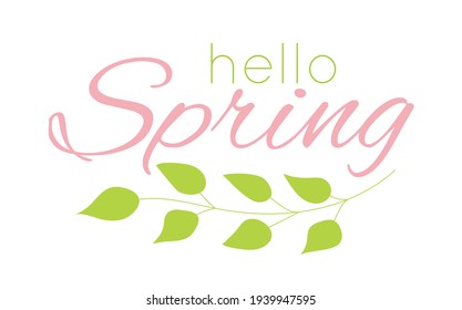 
Hallo Frühlingsschrift mit Baumzweig. Vektorgrafik