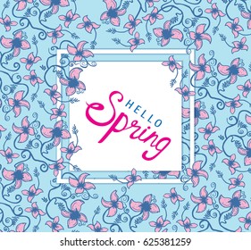 Hello spring lettering. Vector