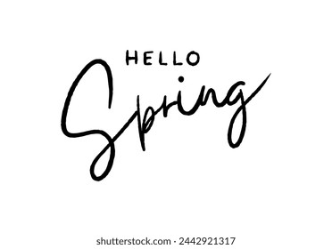 Hello Spring - lettering vector isolated on white background